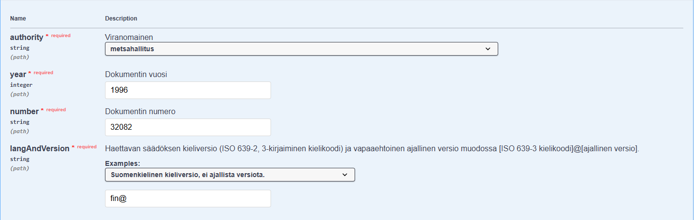 PDF tiedoston hakemisen parametrit