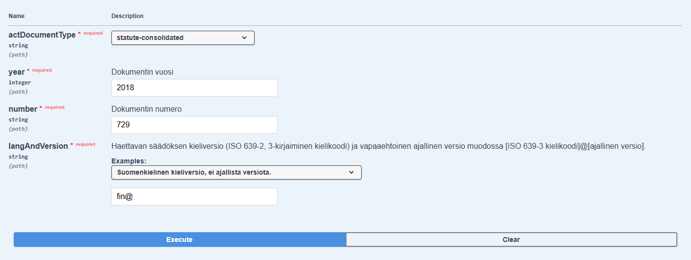 Swagger UI zip parametrit